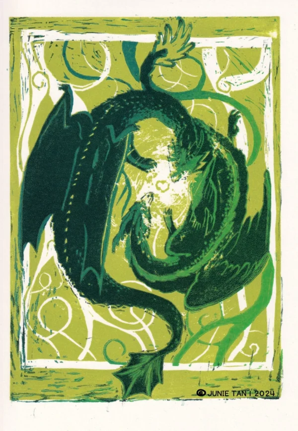 Lino Dragon Leaf Green Dance (Leaf Green)